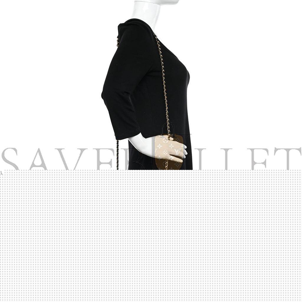 Ch*el caviar quilted small filigree vanity case beige black (16*13*7cm)